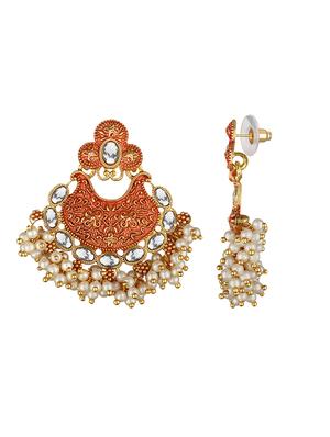 gold metal drop earring - 15363217 - Standard Image - 2