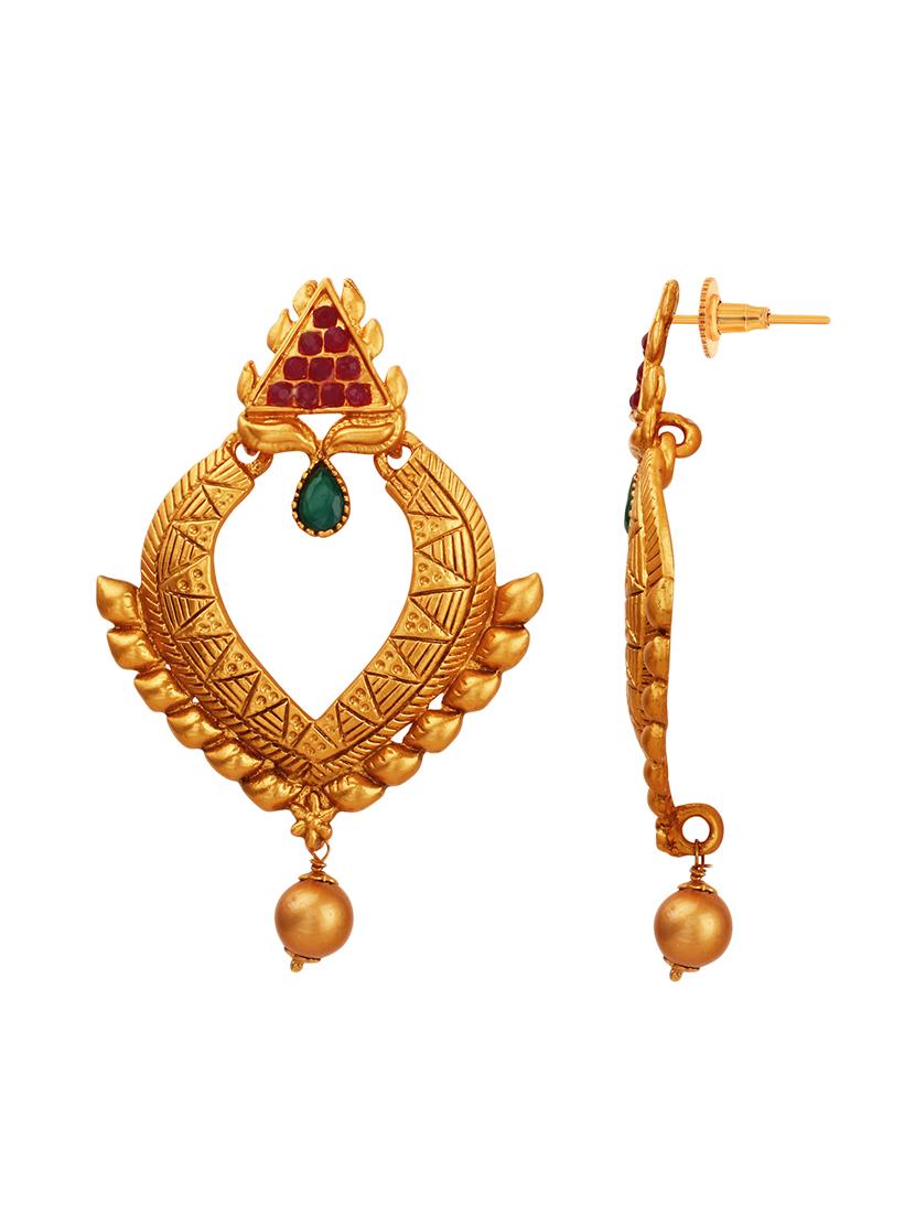 gold brass drop earring - 15363232 - Zoom Image - 2