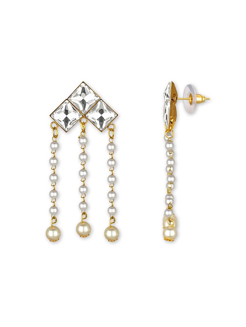 gold metal drop earring - 15363255 - Zoom Image - 2
