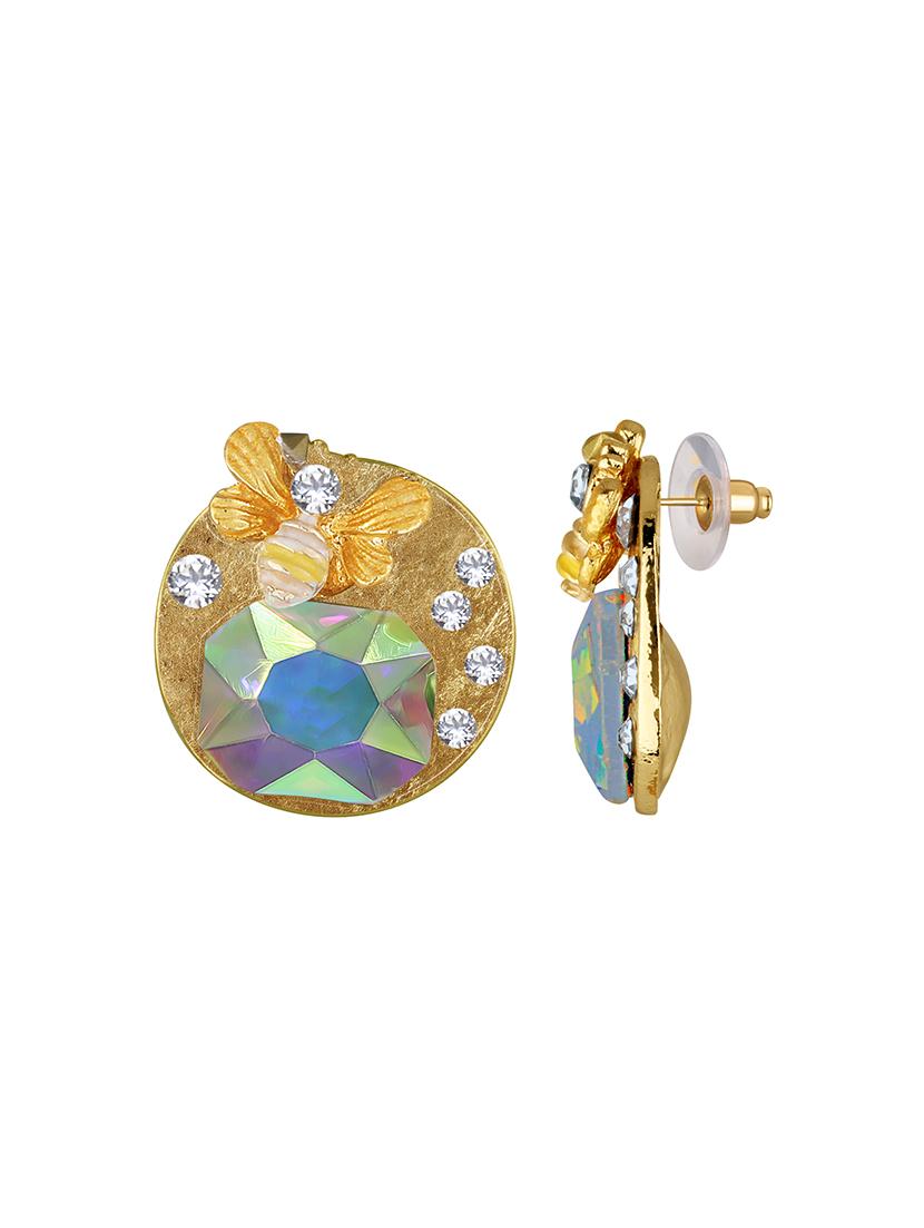 gold metal drop earring - 15363273 - Zoom Image - 2