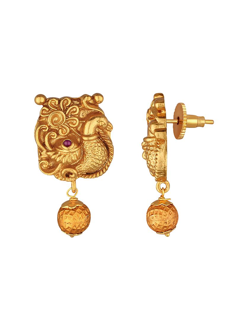 gold brass drop earring - 15363277 - Zoom Image - 2