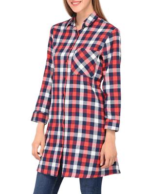 checkered shirt tunic - 15363891 - Standard Image - 2