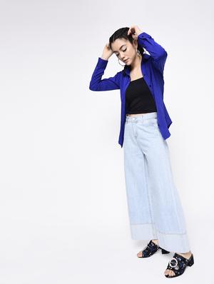 concealed placket solid shirt - 15366977 - Standard Image - 2