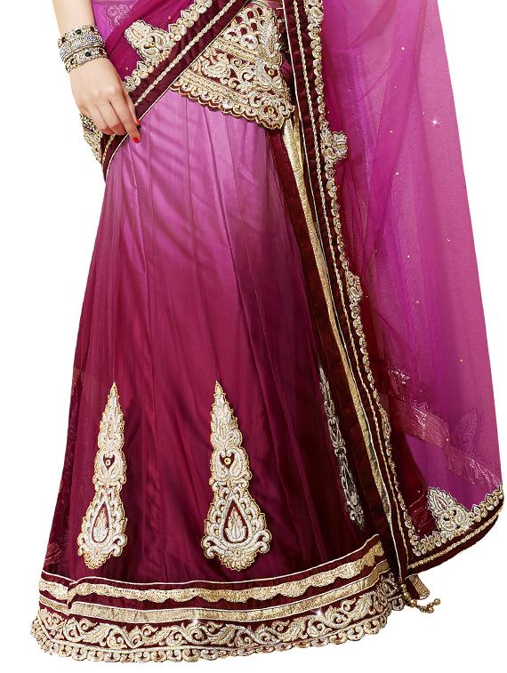 ombre embellished lehenga saree with blouse - 15367636 - Zoom Image - 2