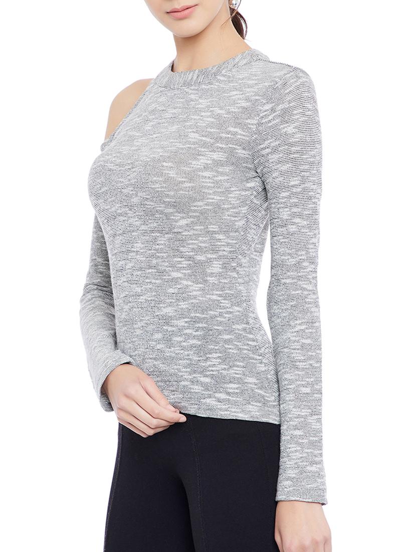 single cold shoulder knitted top - 15367887 - Zoom Image - 2