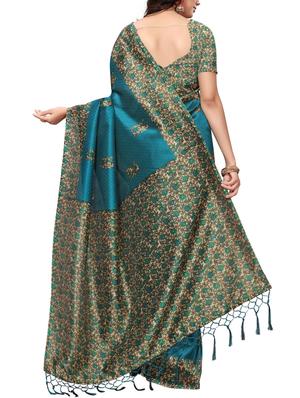 Contrast bordered Mysore Silk saree with blouse - 15371954 - Standard Image - 2
