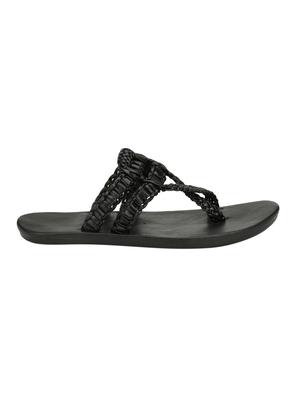 black leatherette slip on slippers - 15375362 - Standard Image - 2
