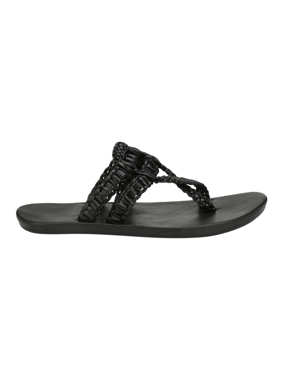 black leatherette slip on slippers - 15375362 - Zoom Image - 2