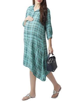 checkered asymmetric maternity wear dress - 15376024 - Standard Image - 2