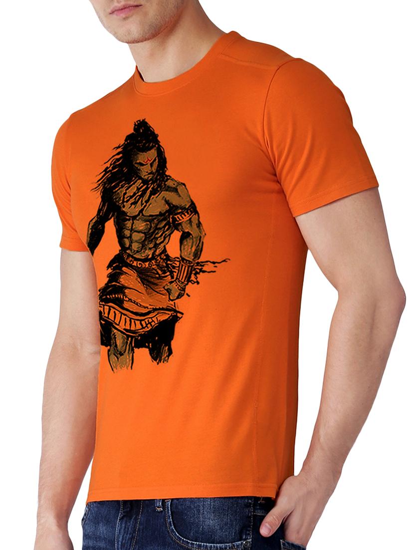 orange polyester chest print t-shirt - 15376105 - Zoom Image - 2