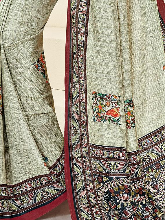 floral printed saree with blouse - 15376704 - Zoom Image - 2