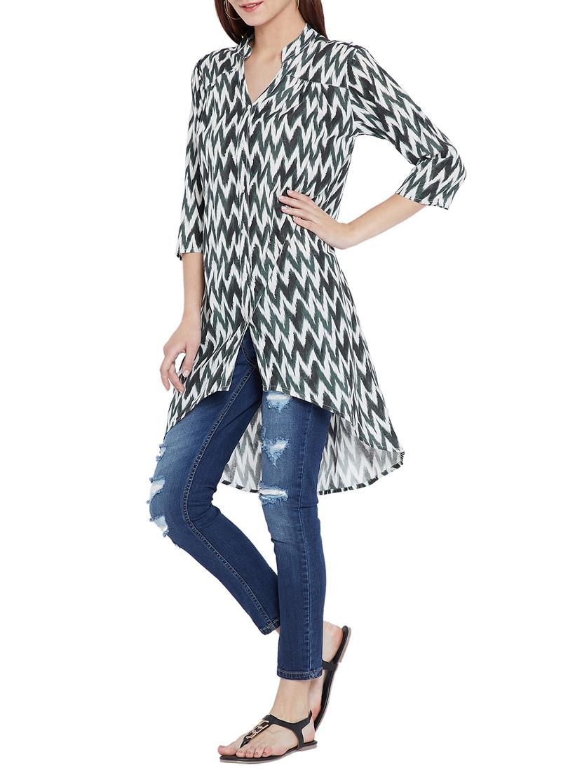 chevron button up high low tunic - 15376830 - Zoom Image - 2