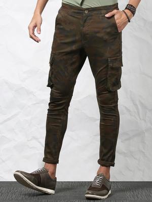 brown cotton cargos casual trousers - 15379410 - Standard Image - 2
