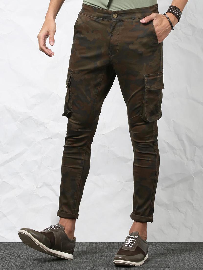 brown cotton cargos casual trousers - 15379410 - Zoom Image - 2