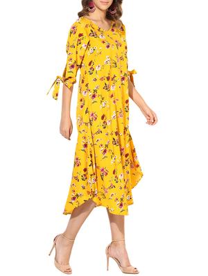 side tie up floral asymmetric dress - 15382884 - Standard Image - 2