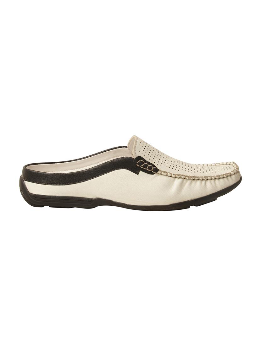 white leatherette slip on loafers - 15383105 - Zoom Image - 2