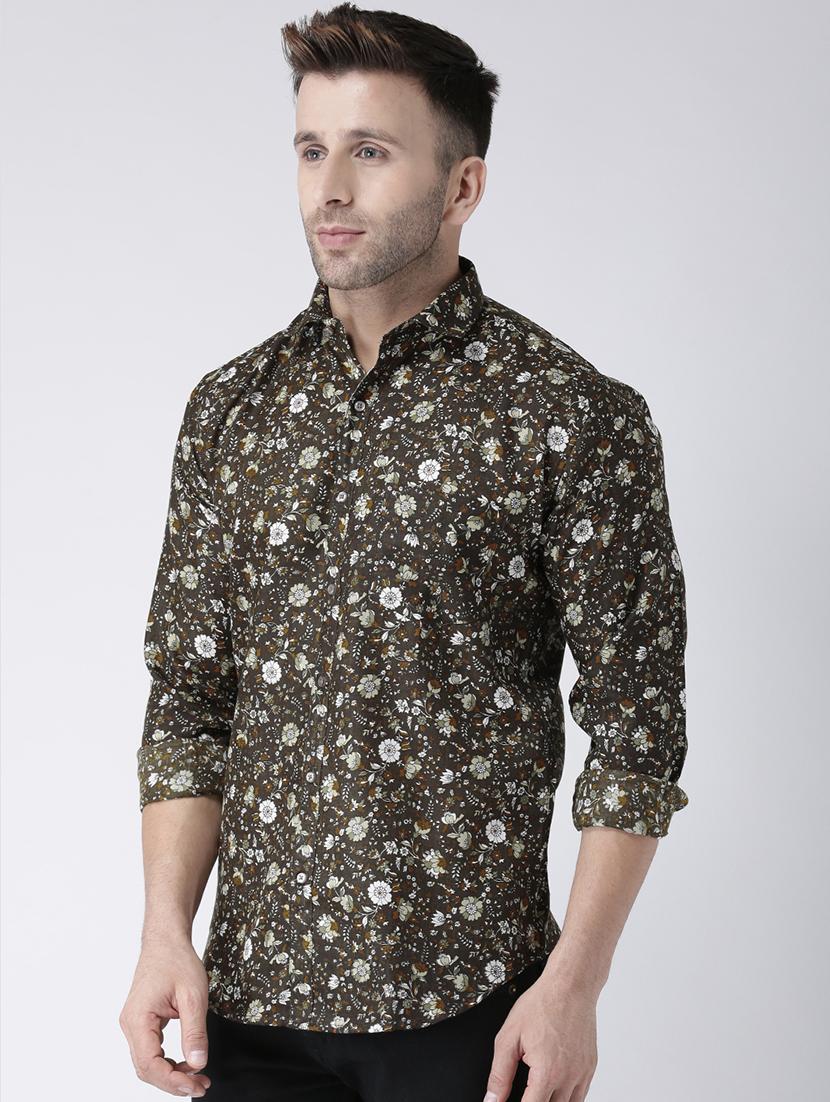 brown cotton blend casual shirt - 15383744 - Zoom Image - 2