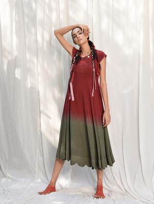 maxi lenth ombre ethnic dress - 15384127 - Standard Image - 2