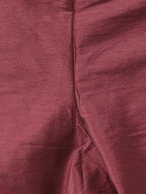 maroon dupion kurta pyjama set with nehru jacket - 15384267 - Zoom Image - 5