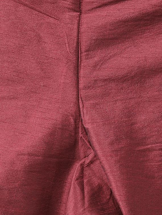 maroon dupion kurta pyjama set with nehru jacket - 15384269 - Zoom Image - 5
