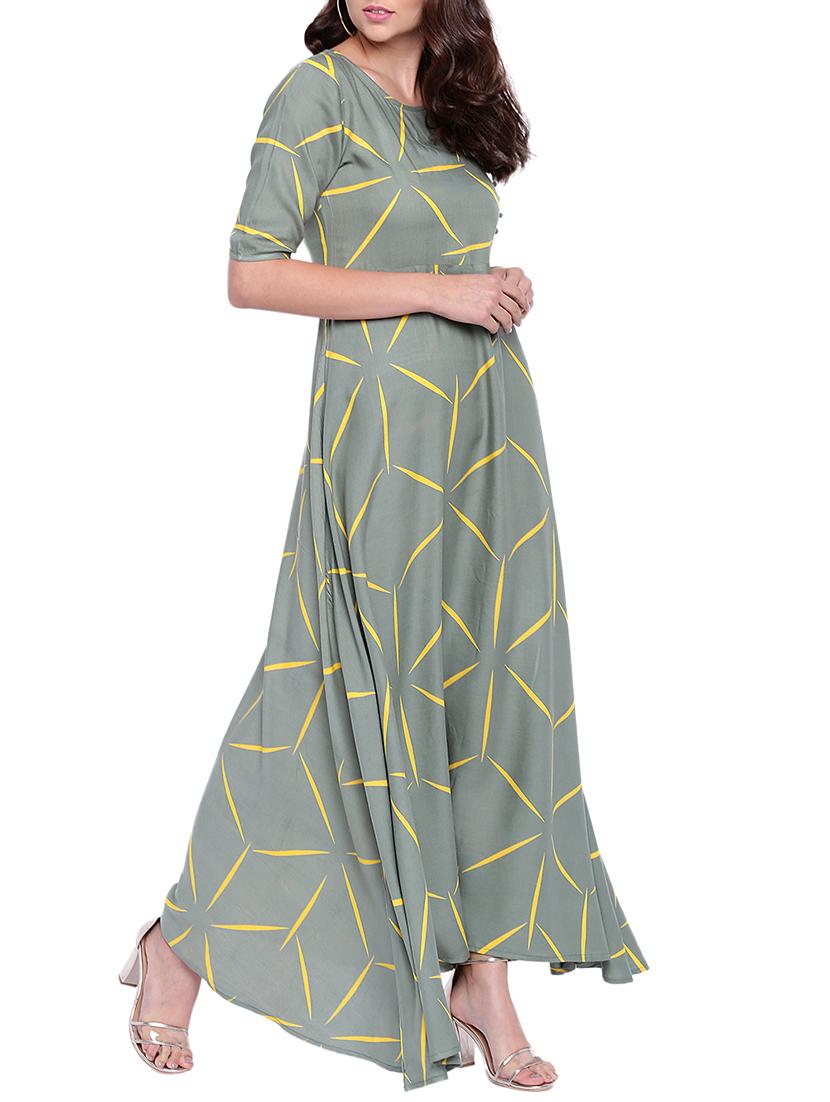 geometric printed flared kurta - 15384544 - Zoom Image - 2