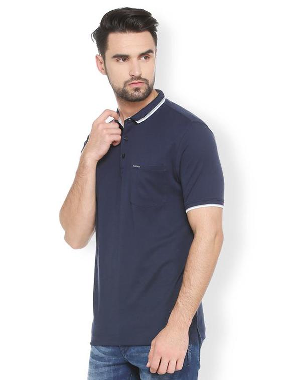 navy blue cotton pocket t-shirt - 15384757 - Zoom Image - 2