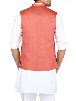pink cotton nehru jacket - 15385846 - Standard Image - 2