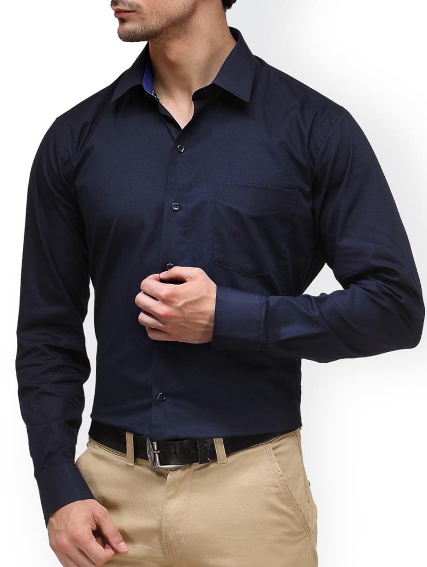 navy blue cotton formal shirt - 15385866 - Zoom Image - 2