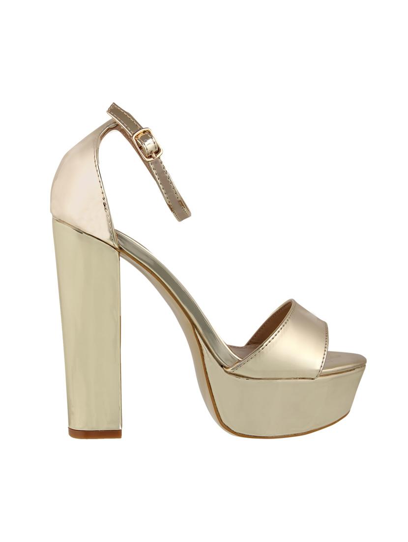 gold leatherette ankle strap sandals - 15386127 - Zoom Image - 2