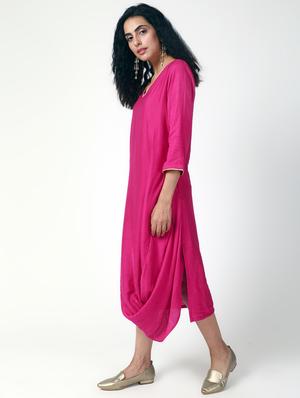 cowl hem side slit dress - 15386367 - Standard Image - 2