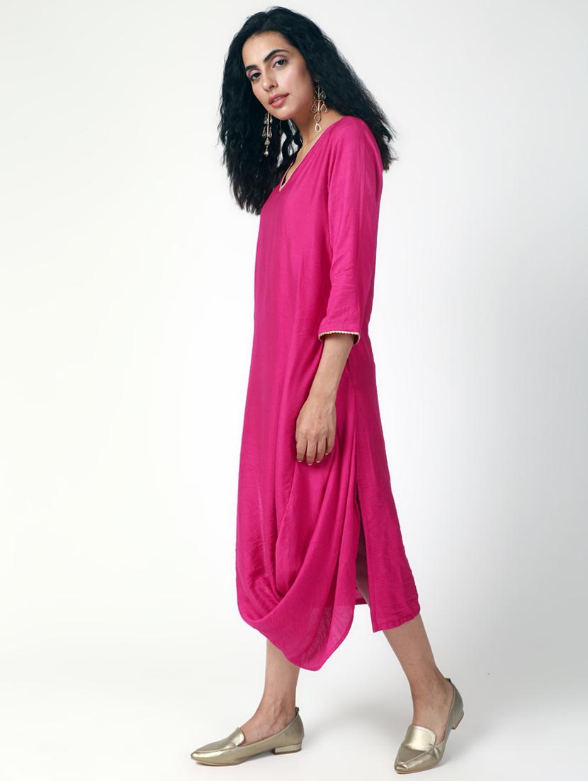 cowl hem side slit dress - 15386367 - Zoom Image - 2
