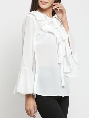 bell sleeved ruffled top - 15387262 - Standard Image - 2