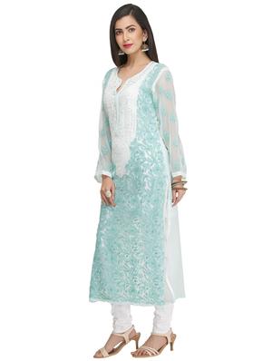 Chikankari straight kurti - 15387277 - Standard Image - 2