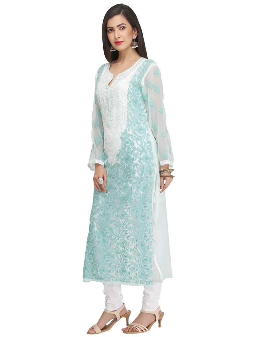 Chikankari straight kurti - 15387277 - Zoom Image - 2