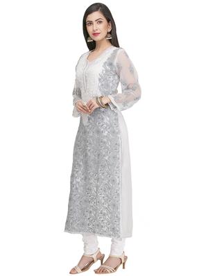 Chikankari straight kurti - 15387279 - Standard Image - 2