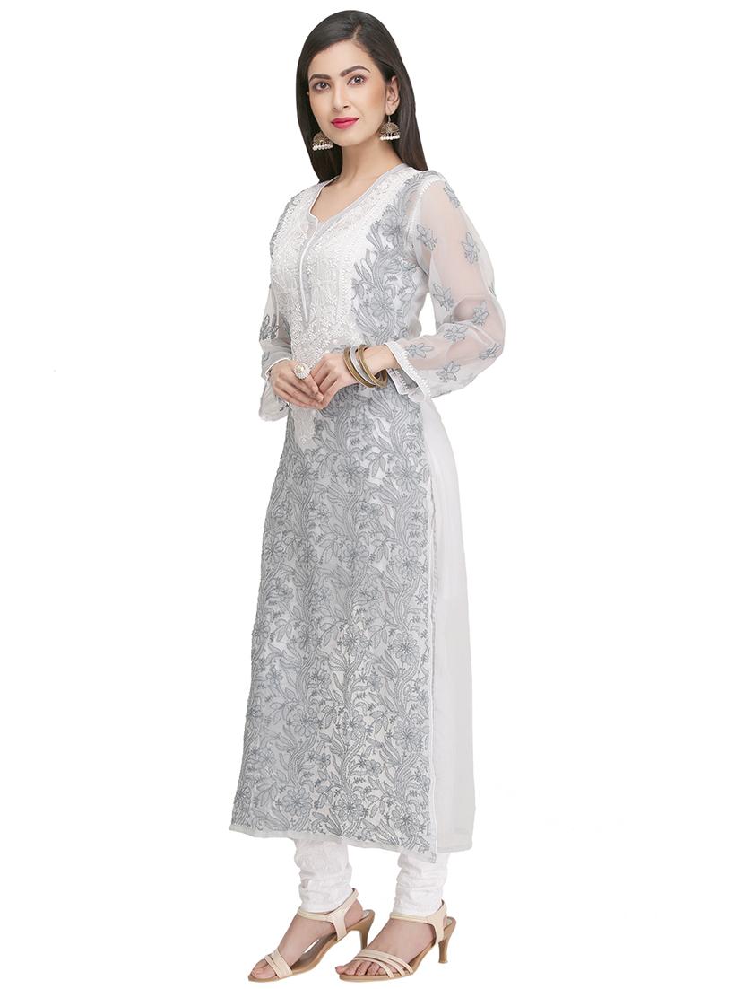 Chikankari straight kurti - 15387279 - Zoom Image - 2