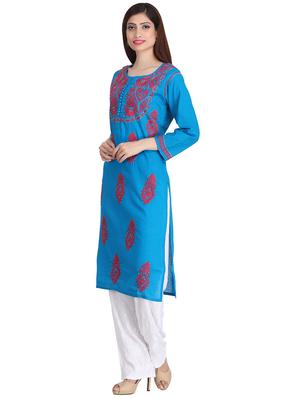 Chikankari straight kurta - 15387284 - Standard Image - 2