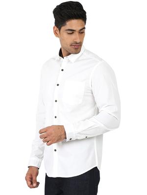 white solid casual shirt - 15389856 - Standard Image - 2