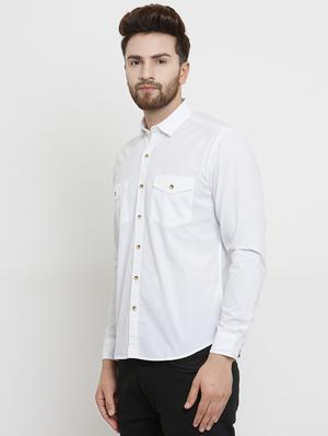 white cotton casual shirt - 15389888 - Standard Image - 2