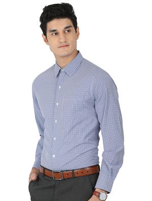 blue cotton blend formal shirt - 15389943 - Standard Image - 2
