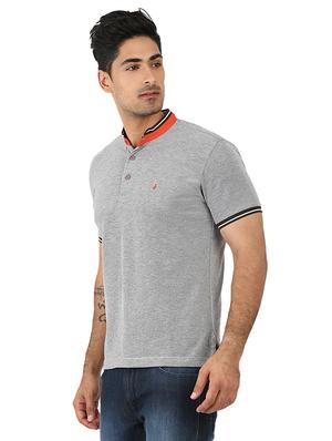 grey cotton collared t-shirt - 15389981 - Standard Image - 2