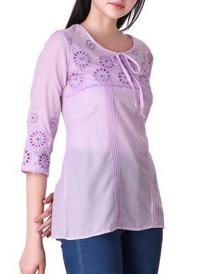 tie knot schiffli tunic - 15391596 - Standard Image - 2