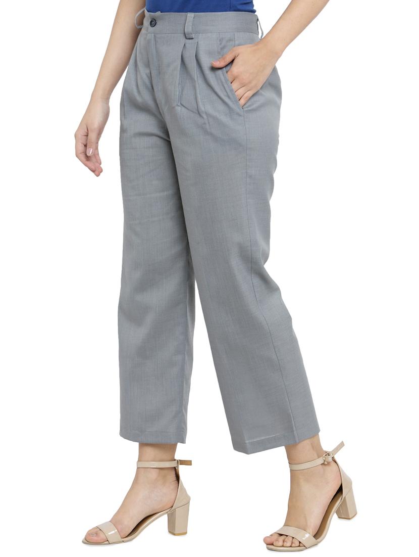 pleated mid rise trousers - 15391809 - Zoom Image - 2