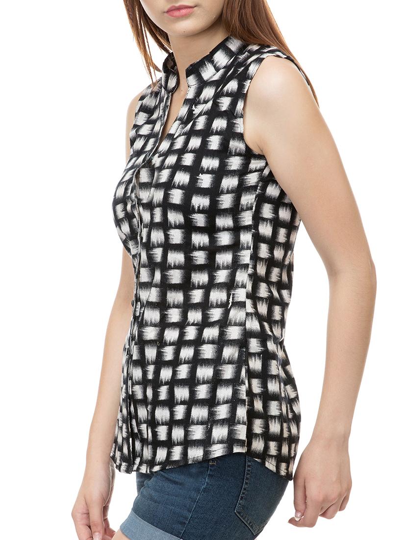 mandarin neck sleeveless top - 15392671 - Zoom Image - 2