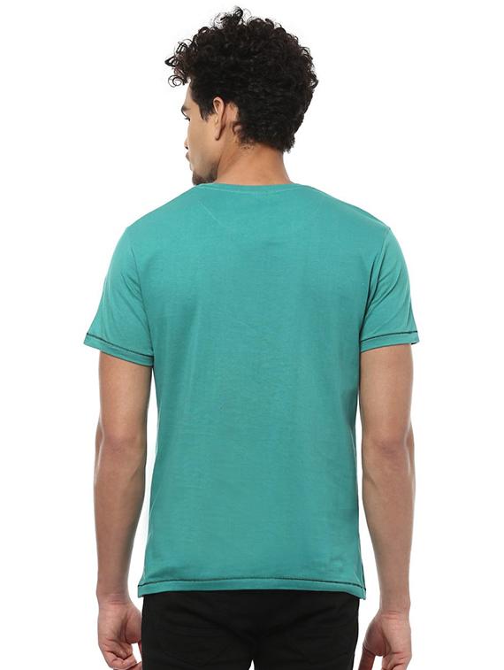 blue cotton chest print t-shirt - 15394278 - Zoom Image - 2