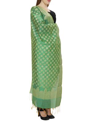 green cotton blend woven dupatta - 15397468 - Standard Image - 2
