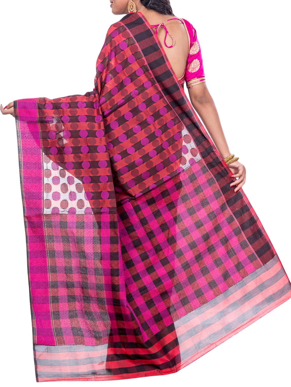 polka dots jacquard woven saree with blouse - 15398256 - Zoom Image - 2