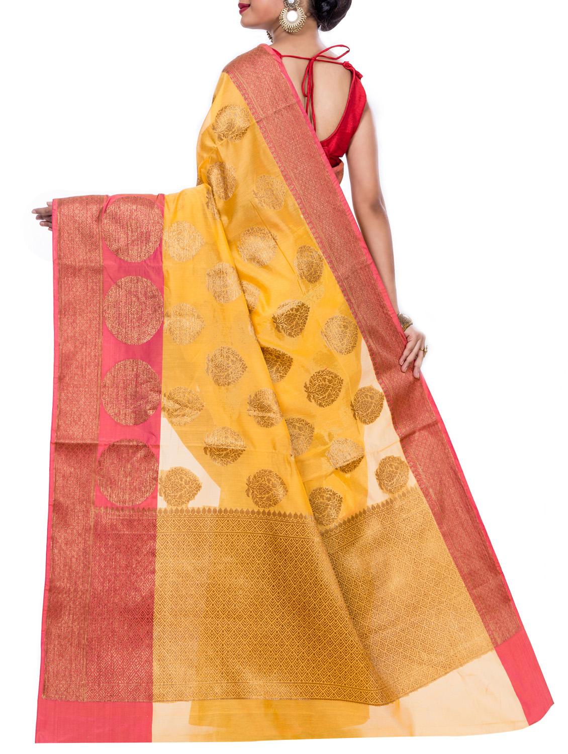 contrast border zari woven saree with blouse - 15398277 - Zoom Image - 2