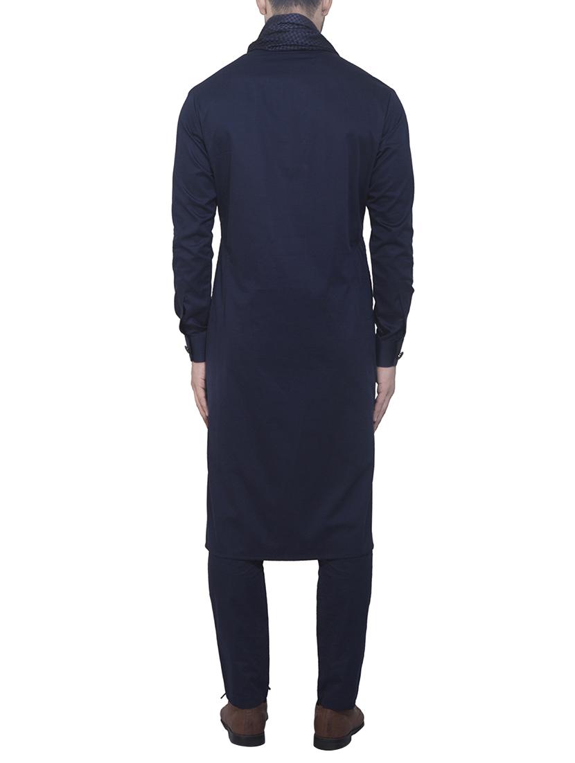 blue cotton kurta pyjama set - 15398337 - Zoom Image - 2