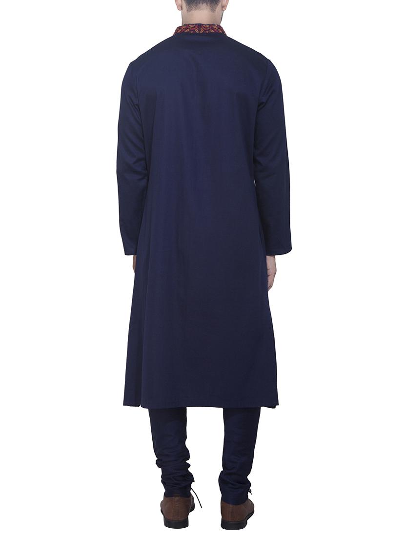 blue linen kurta pyjama set - 15398342 - Zoom Image - 2